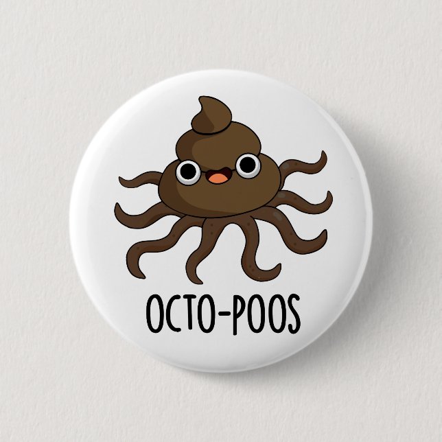 Badge Rond 5 Cm Poulet Octo-Poos Drôle (Devant)