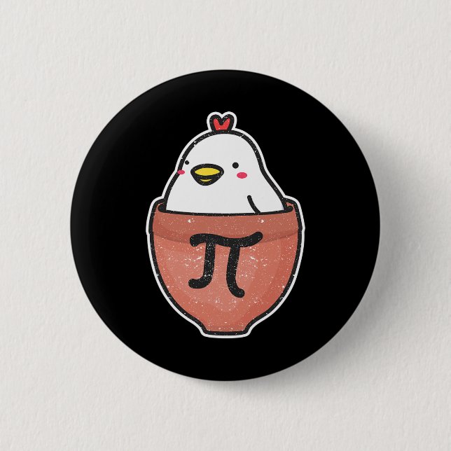 Badge Rond 5 Cm Poulet Pot Pi Day Funny Math Enseignant Mathématiq (Devant)