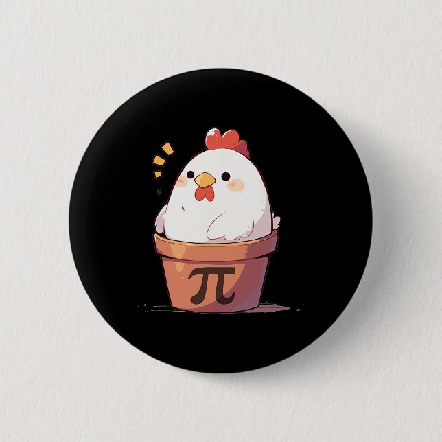 Badge Rond 5 Cm Poulet Pot Pi Jour Hommes Femmes Enfants Math Ense (Devant)