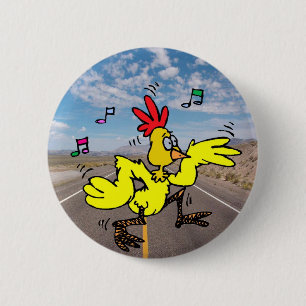 Badge Rond 5 Cm Poulet traversant la route