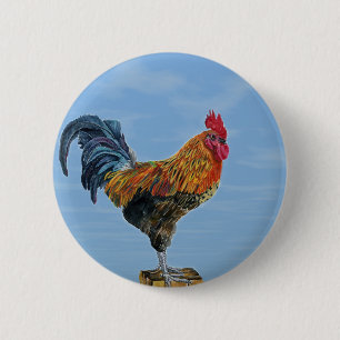 Badge Rond 5 Cm Poulet vintage d'animal de personnaliser de ciel