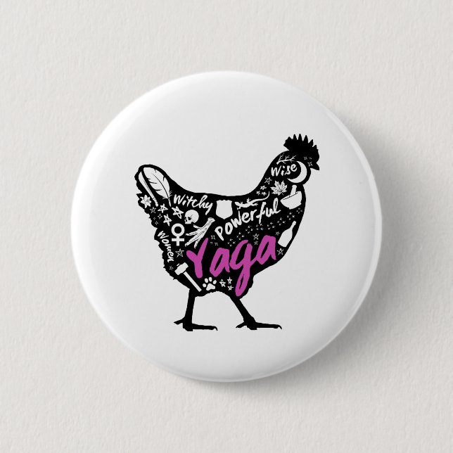 Badge Rond 5 Cm Poulet Yaga (Devant)