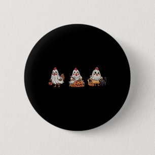 Badge Rond 5 Cm Poulets En Costume Fantôme Citrouille Chat Noir Ha
