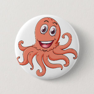 Badge Rond 5 Cm Poulpe comique sur le blanc