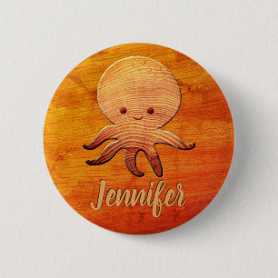 Badge Rond 5 Cm Poulpe de dessin animé mignon avec impression de f