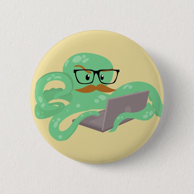 Badge Rond 5 Cm Poulpe d'Internet de Snarktopus (Devant)