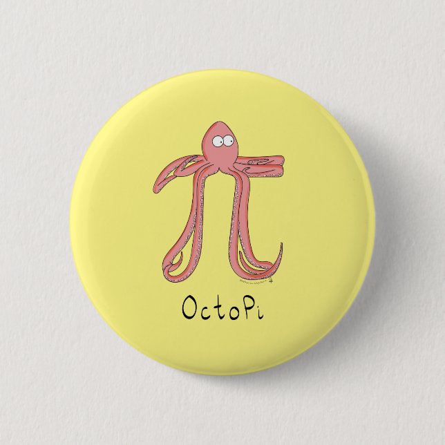 Badge Rond 5 Cm Poulpe Symbole Pi Prof de Maths Drôle (Devant)