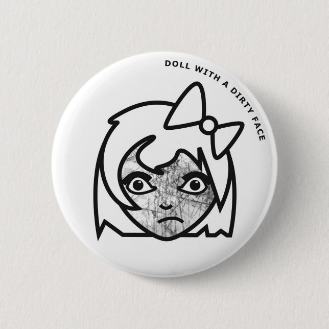 Badge Rond 5 Cm Poupée avec un visage sale (Devant)