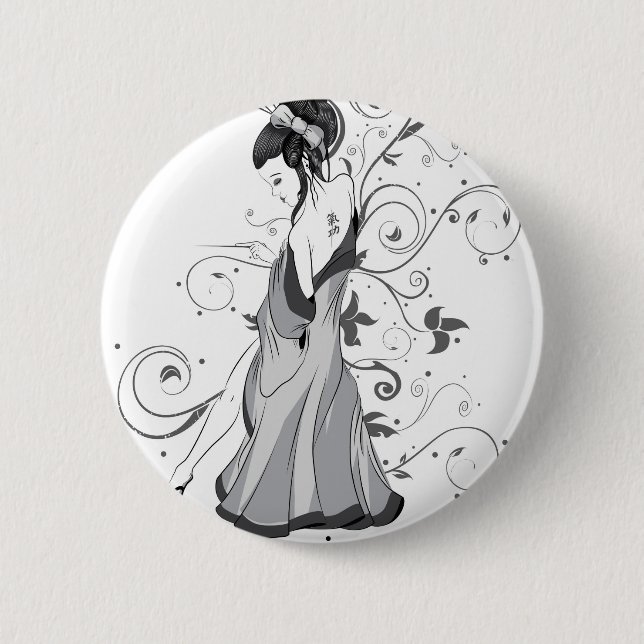 BADGE ROND 5 CM POUPÉE D'ACU (Devant)