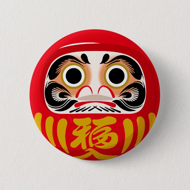 Badge Rond 5 Cm Poupée Daruma (charme traditionnel japonais de cha (Devant)