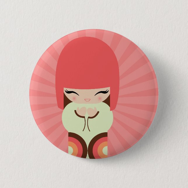 Badge Rond 5 Cm poupée de kokeshi (Devant)