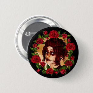 Badge Rond 5 Cm Poupée de sucre à la carlet