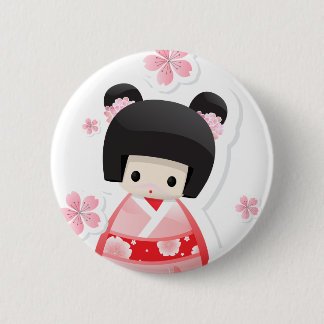 Badge Rond 5 Cm Poupée japonaise de geisha - bouton de série de