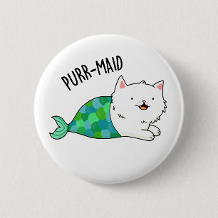 Badge Rond 5 Cm Poupée Maid Funny Kitty Chat Sirène Pun