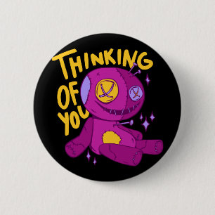 Badge Rond 5 Cm Poupée Vaudou - JE PENSE À TOI