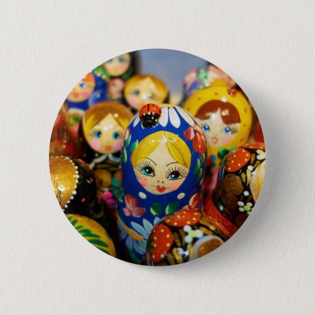 Badge Rond 5 Cm Poupées de nidification russes (Devant)