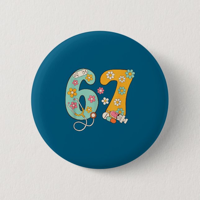 Badge Rond 5 Cm Pour 67 Infirmière 67 Mème Docteur (Devant)
