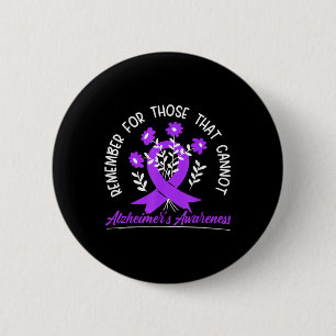 Badge Rond 5 Cm Pour Ceux Qui Ne Peuvent Pas Fleur Ruban Alzheimer