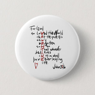 Badge Rond 5 Cm Pour Dieu Si Aimé La Bible Mondiale Verse Jésus Es