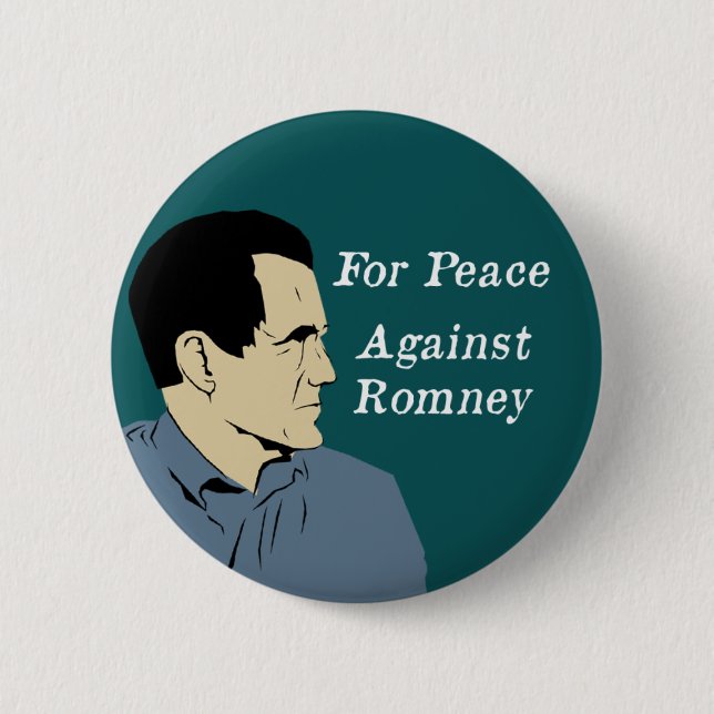 Badge Rond 5 Cm Pour la paix contre le bouton de Romney (Devant)