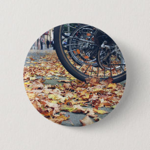 Badge Rond 5 Cm "Pour l'amour des vélos... et Automne"