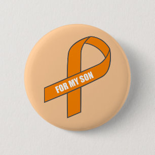 Badge Rond 5 Cm Pour mon fils (ruban orange)