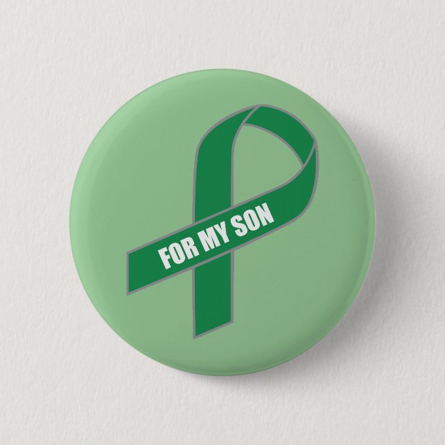 Badge Rond 5 Cm Pour mon fils (ruban vert) (Devant)