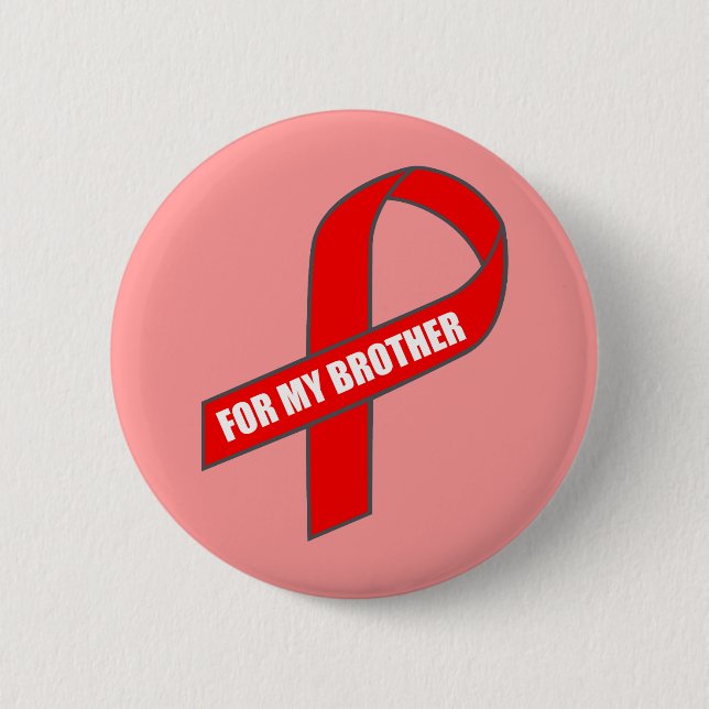 Badge Rond 5 Cm Pour mon frère (ruban rouge) (Devant)