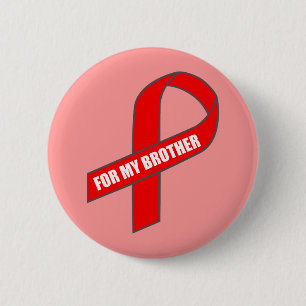 Badge Rond 5 Cm Pour mon frère (ruban rouge)