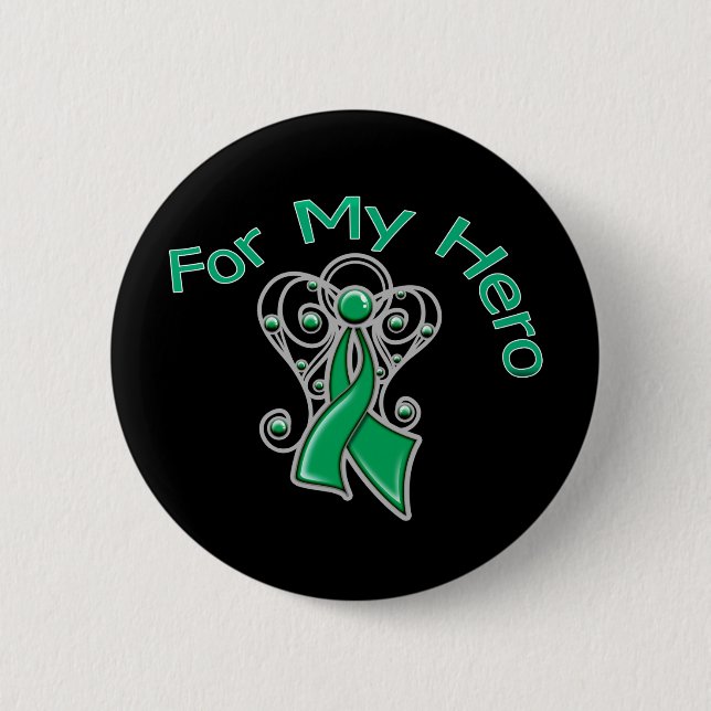 Badge Rond 5 Cm Pour Mon Hero Angel Ribbon Liver Cancer (Devant)