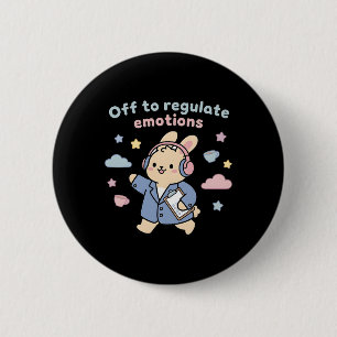 Badge Rond 5 Cm Pour réguler les émotions drôle de lapin bunny Sco