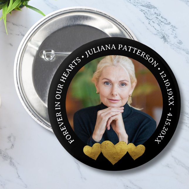 Badge Rond 5 Cm Pour toujours dans nos coeurs Garder la photo funé (Créateur téléchargé)