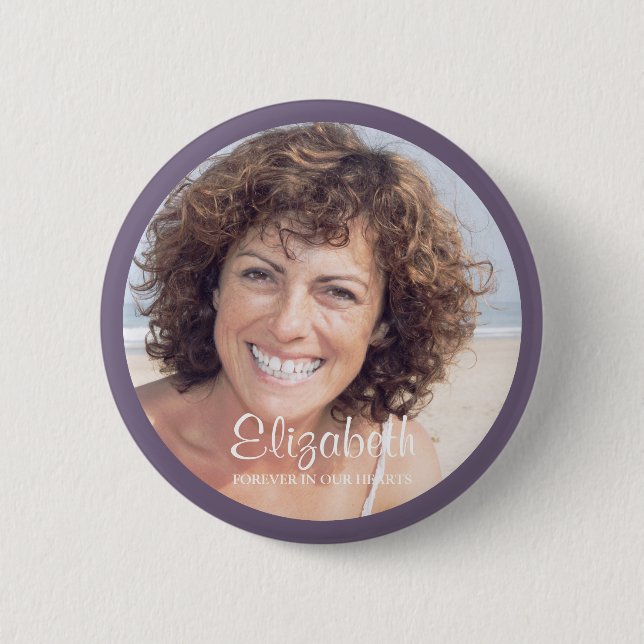 Badge Rond 5 Cm Pour toujours dans nos coeurs Photo Memorial perso (Devant)