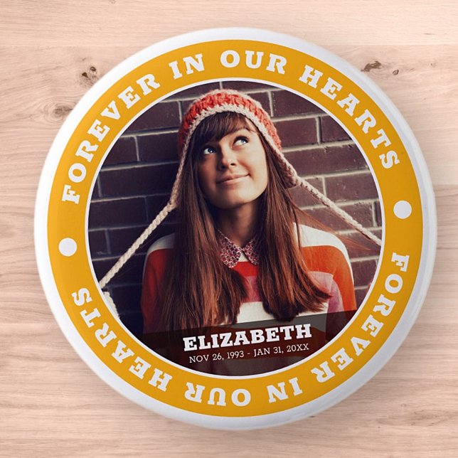 Badge Rond 5 Cm Pour toujours dans nos coeurs Photo moderne simple (Créateur téléchargé)