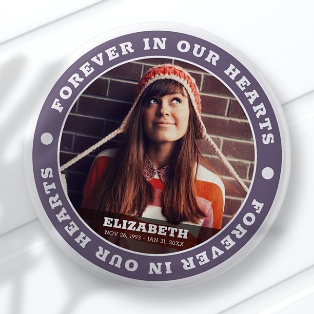 Badge Rond 5 Cm Pour toujours dans nos coeurs Photo moderne simple (Créateur téléchargé)