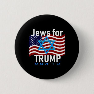 Badge Rond 5 Cm Pour Trump American Flag Star De David Hebrew Supp