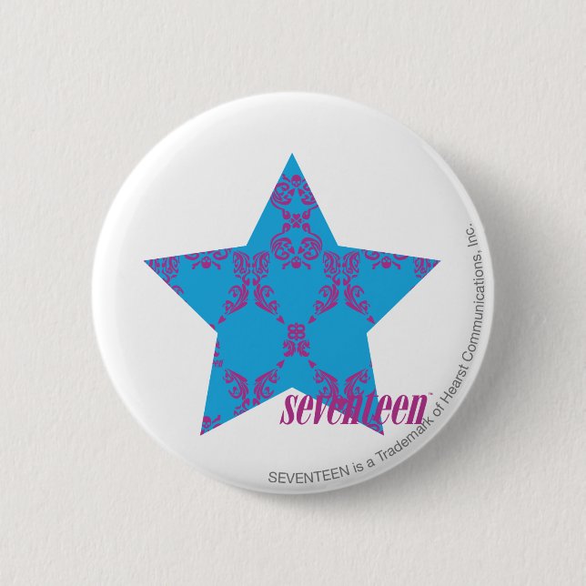 Badge Rond 5 Cm Pourpre-Aqua 2 de damassé (Devant)