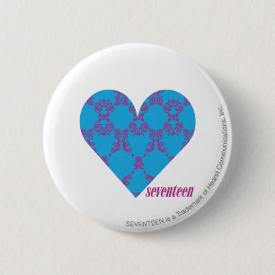 Badge Rond 5 Cm Pourpre-Aqua 3 de damassé