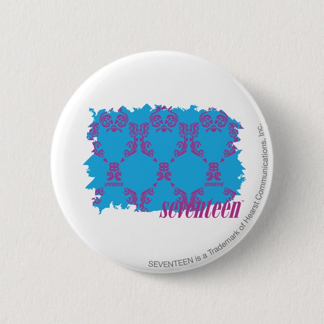 Badge Rond 5 Cm Pourpre-Aqua 4 de damassé (Devant)