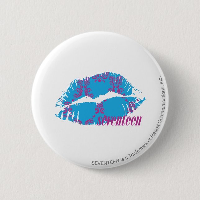 Badge Rond 5 Cm Pourpre-Aqua de damassé (Devant)
