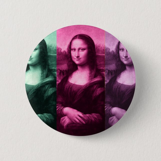 Badge Rond 5 Cm Pourpre rose vert de Mona Lisa (Devant)