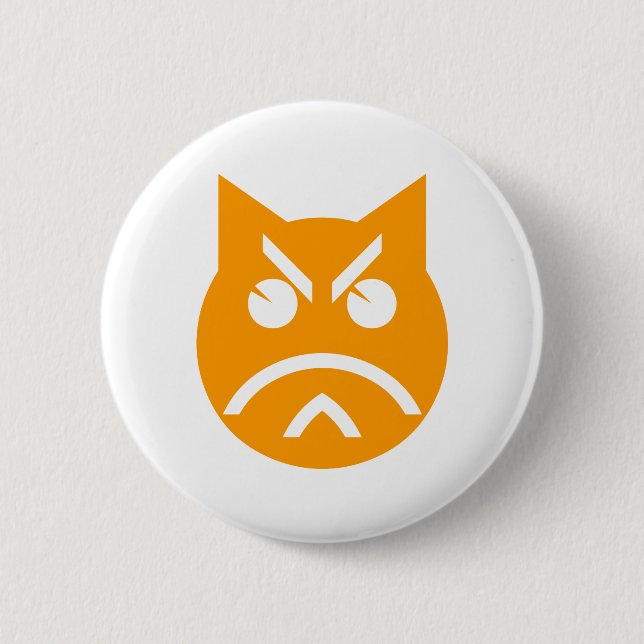 Badge Rond 5 Cm Poussage Emoji Chat (Devant)
