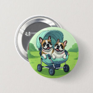 Badge Rond 5 Cm Poussette pour Bouledogue Français