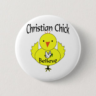 Badge Rond 5 Cm Poussin chrétien
