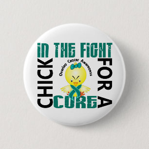 Badge Rond 5 Cm Poussin dans le Cancer ovarien de combat