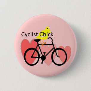 Badge Rond 5 Cm POUSSIN de cycliste--Faisant du vélo, cadeaux