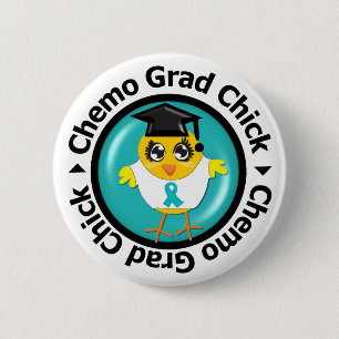 Badge Rond 5 Cm Poussin de diplômé de chimio de Cancer ovarien