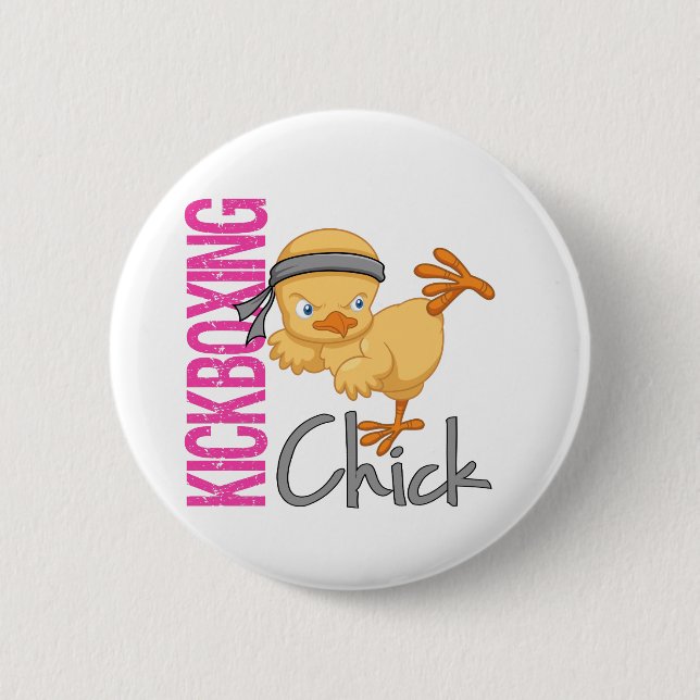 Badge Rond 5 Cm Poussin de Kickboxing (Devant)