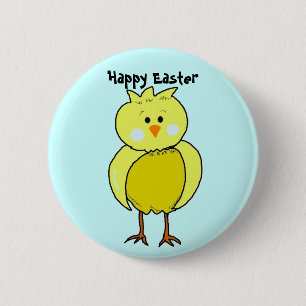 Badge Rond 5 Cm Poussin de Pâques heureux