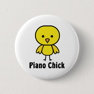 Badge Rond 5 Cm Poussin de piano